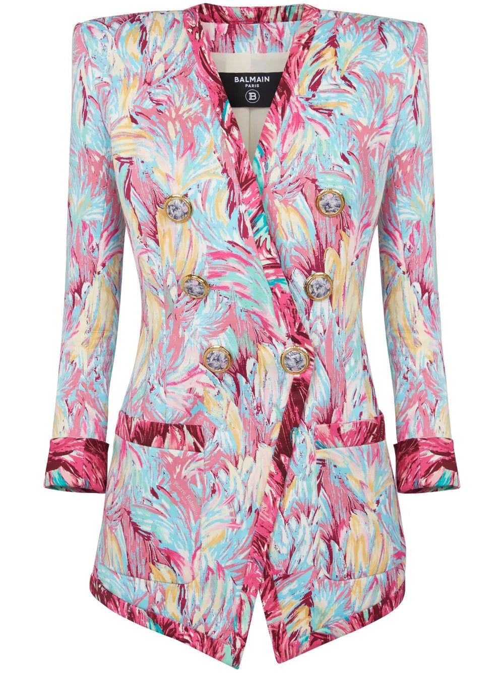 Feather-Print Cotton Blazer