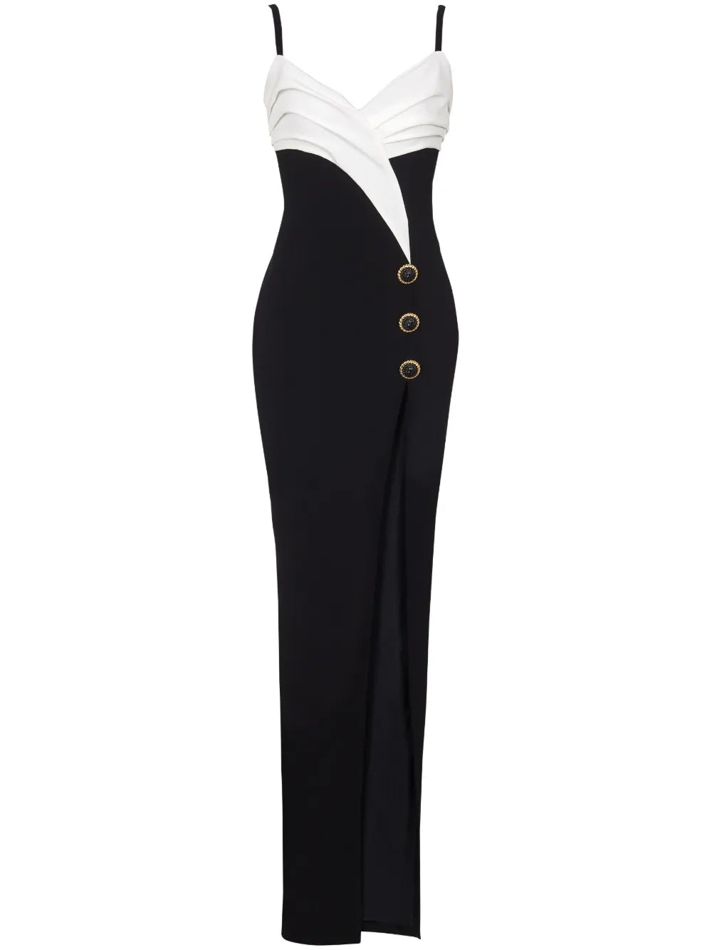Two-Tone Crepe Maxi Dress