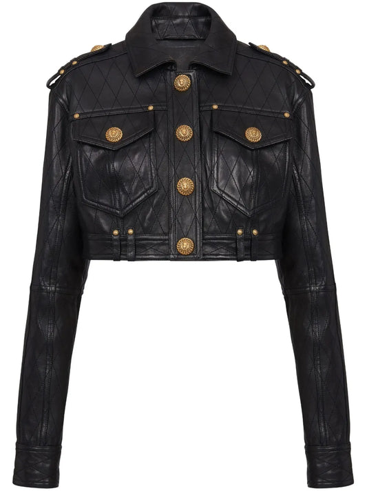 Quilted Leather Cropped Jacket