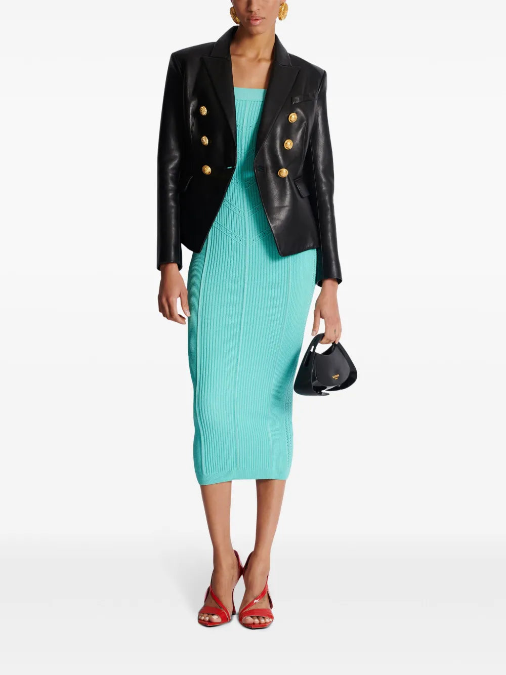 Double-Strap Ribbed-Knit Dress