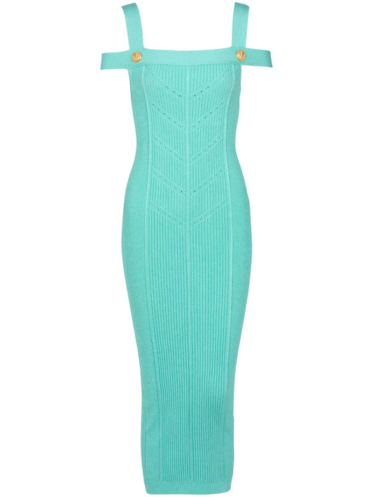 Double-Strap Ribbed-Knit Dress