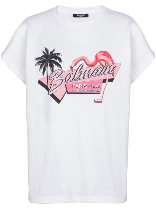 Flamingo-Print Cotton T-Shirt