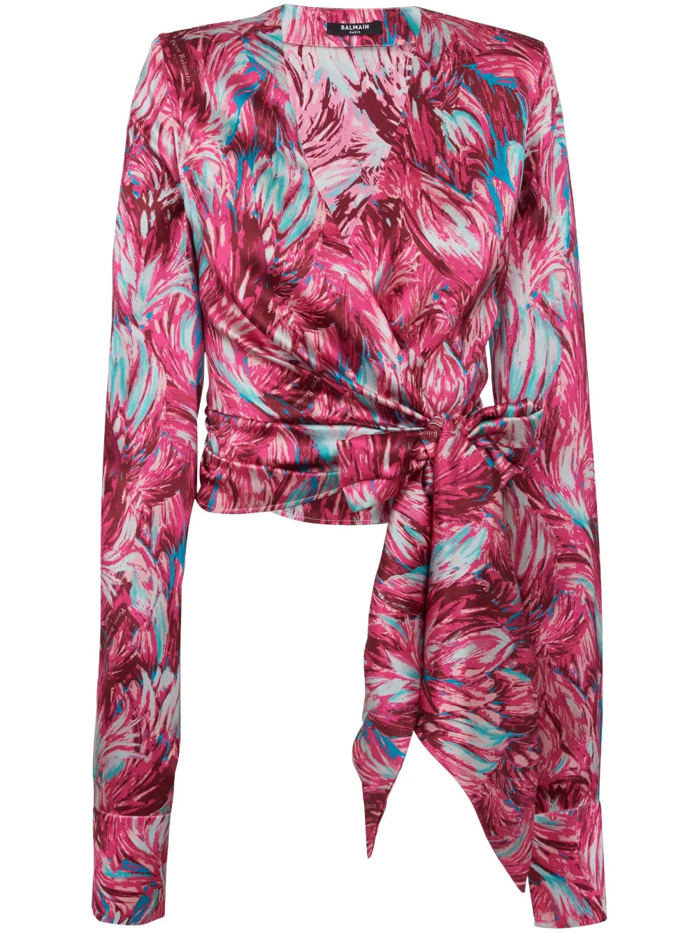 Feather-Print Silk Blouse