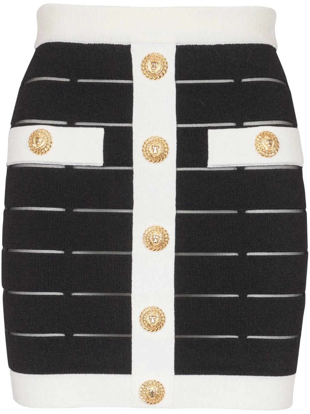 Button-Embellishment Knitted Mini Skirt