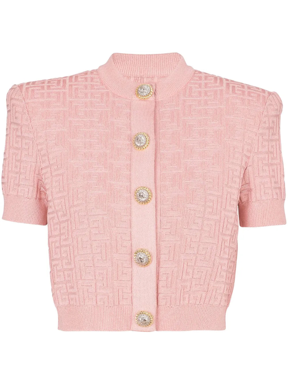 Pb-Intarsia Short-Sleeve Cardigan