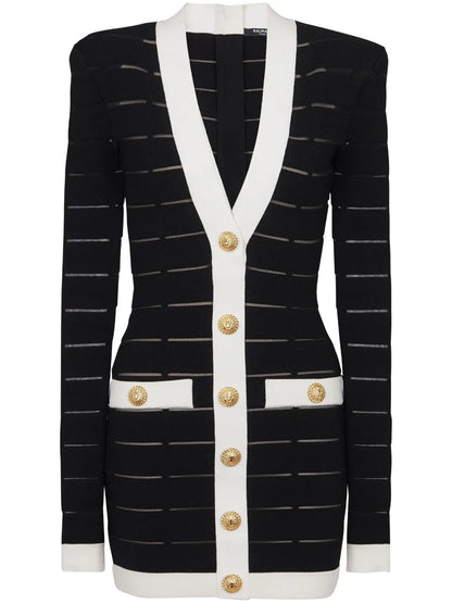 Button-Embellishment Knitted Mini Dress
