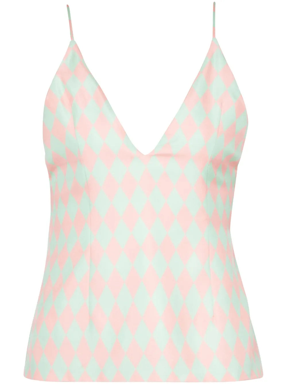 Diamond-Print Silk Top
