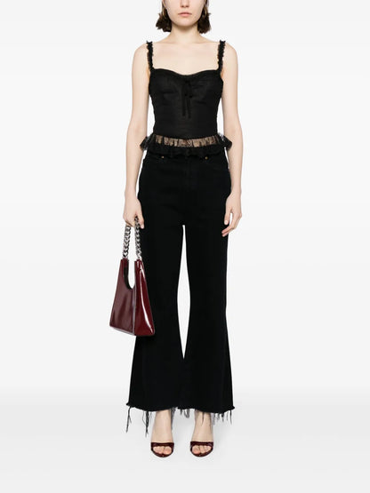 Paola Lace-Trimmed Linen Top