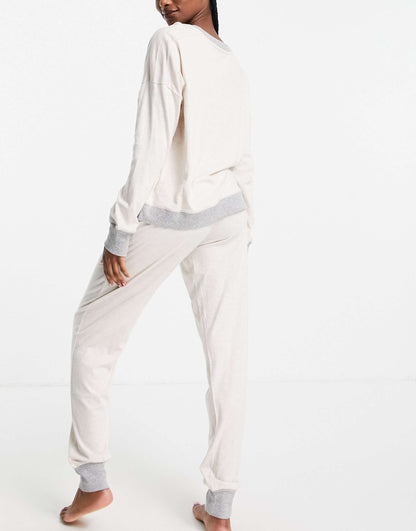 Logo Super Soft Knitted Long Sleeve Top And Jogger Set