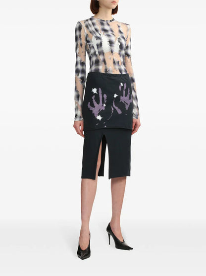 Layered Hand-Print Cotton Skirt