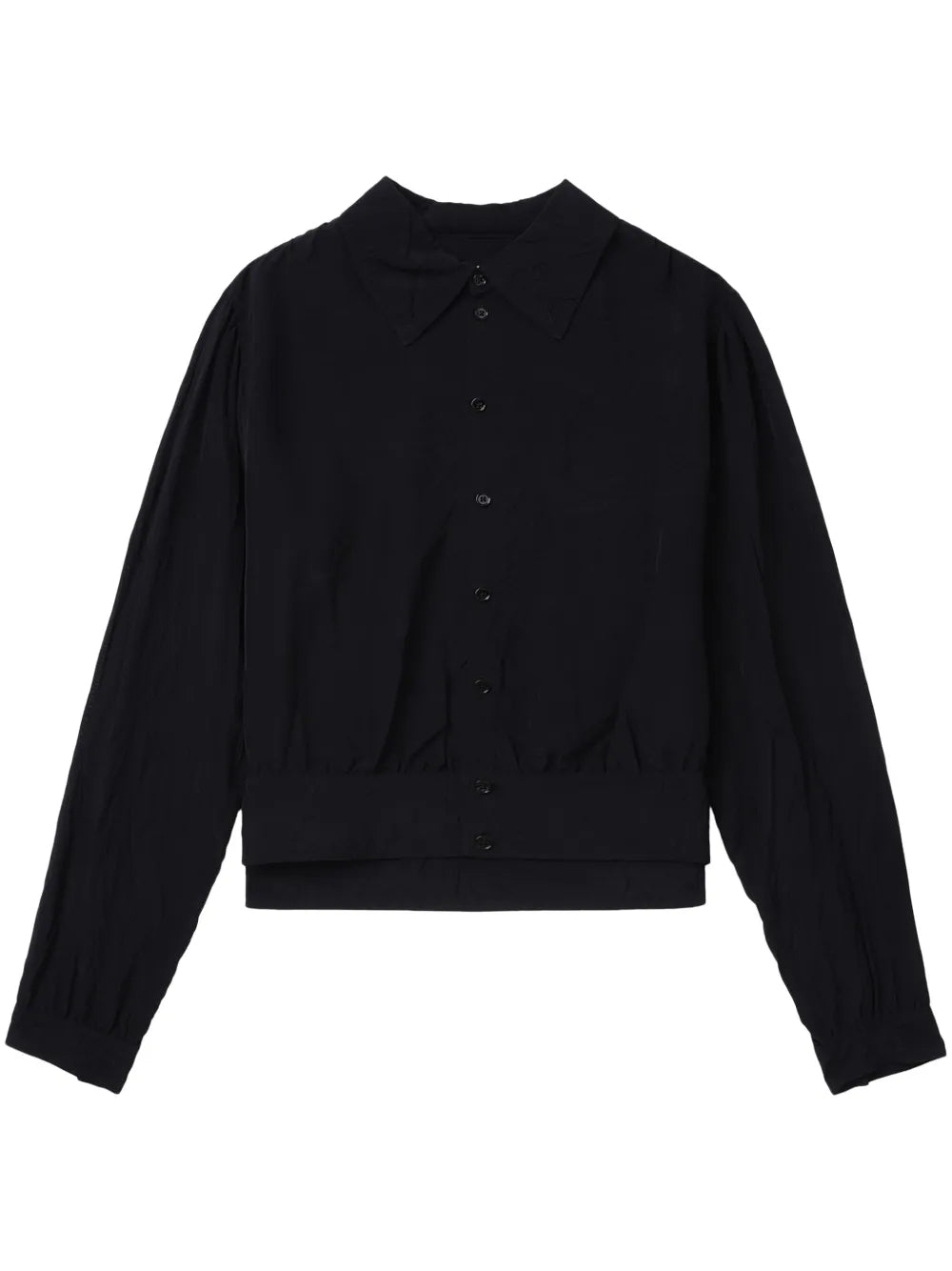 Crease-Effect Button-Up Blouse
