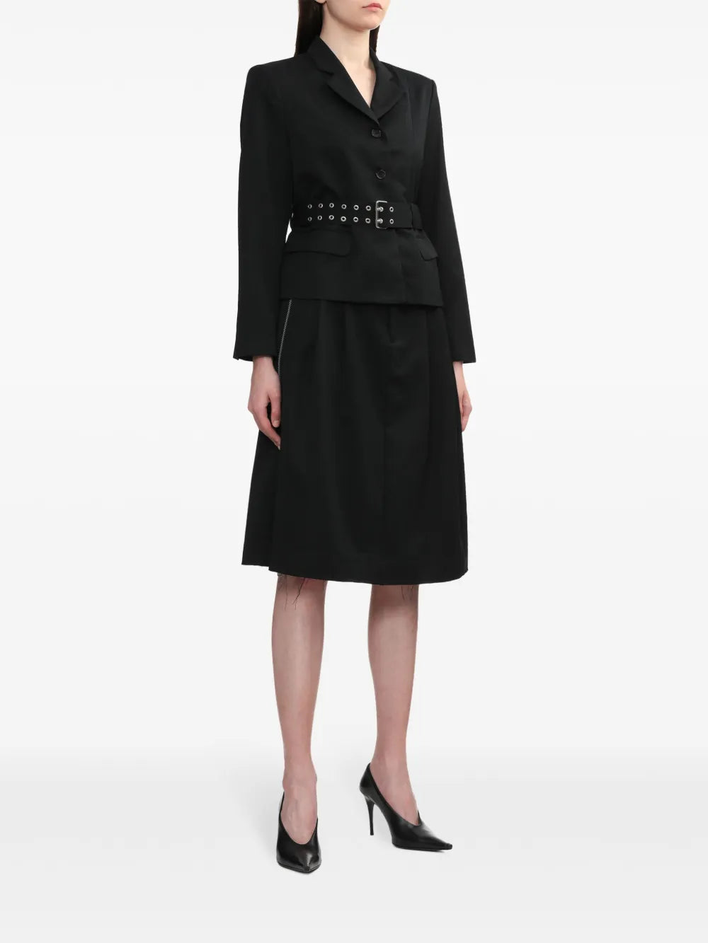 Open-Back Belted Blazer