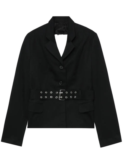 Open-Back Belted Blazer