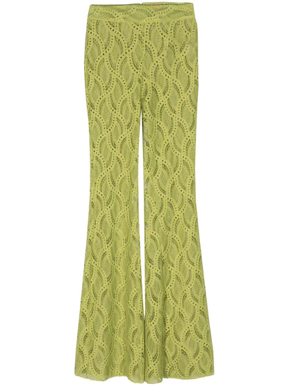 Crochet-Knit Flared Trousers