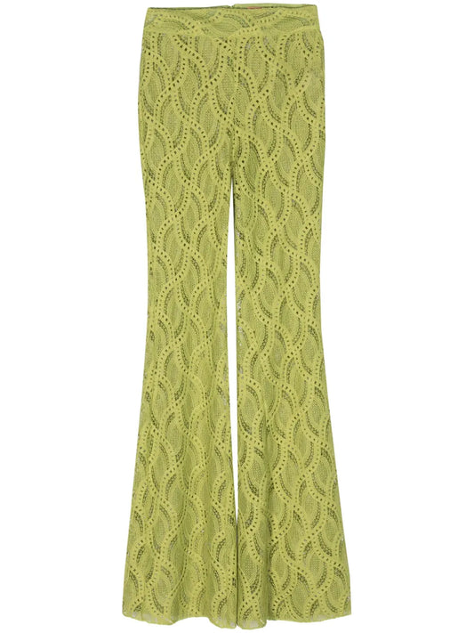 Crochet-Knit Flared Trousers