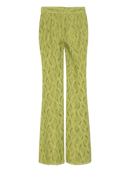 Crochet-Knit Flared Trousers