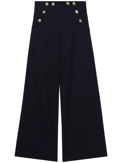 Decorative-Button Palazzo Pants