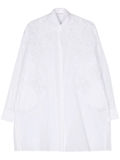 Floral-Appliqué Cotton Shirt