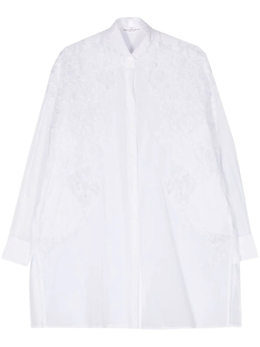 Floral-Appliqué Cotton Shirt
