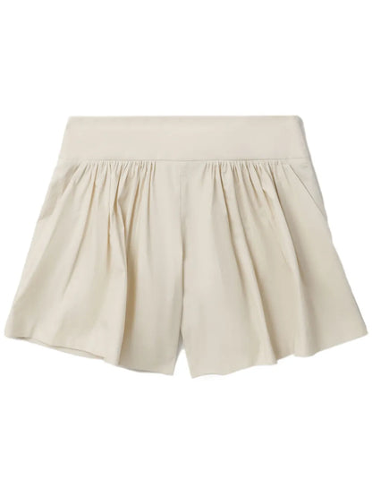 Pleated Cotton Shorts