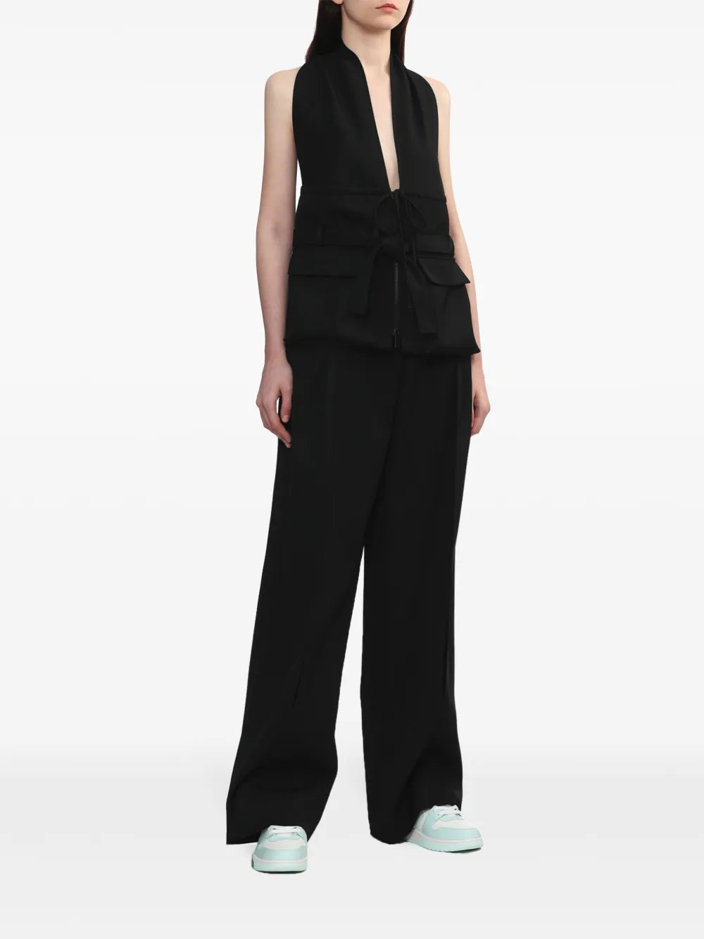 Pleat-Detail Wide-Leg Trousers