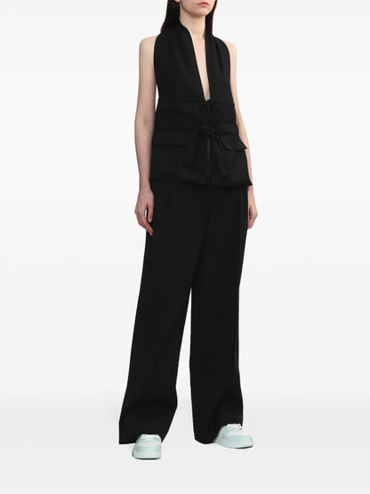Pleat-Detail Wide-Leg Trousers