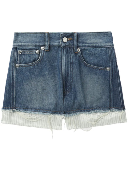 Layered Denim Shorts