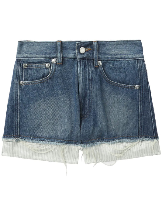 Layered Denim Shorts