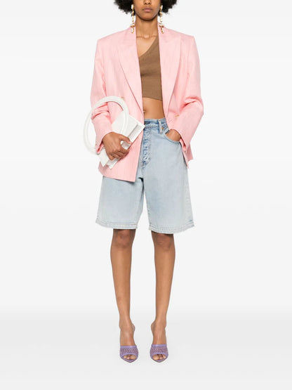 Pixie Linen Double-Breasted Blazer
