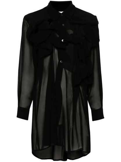 Cut-Out Semi-Sheer Shirt