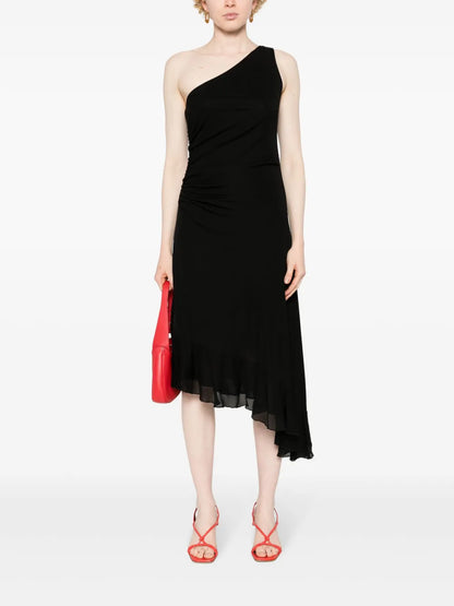 Drape-Detail One-Shoulder Dress