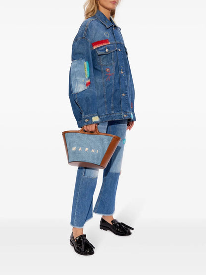 Knitted-Panel Denim Jacket