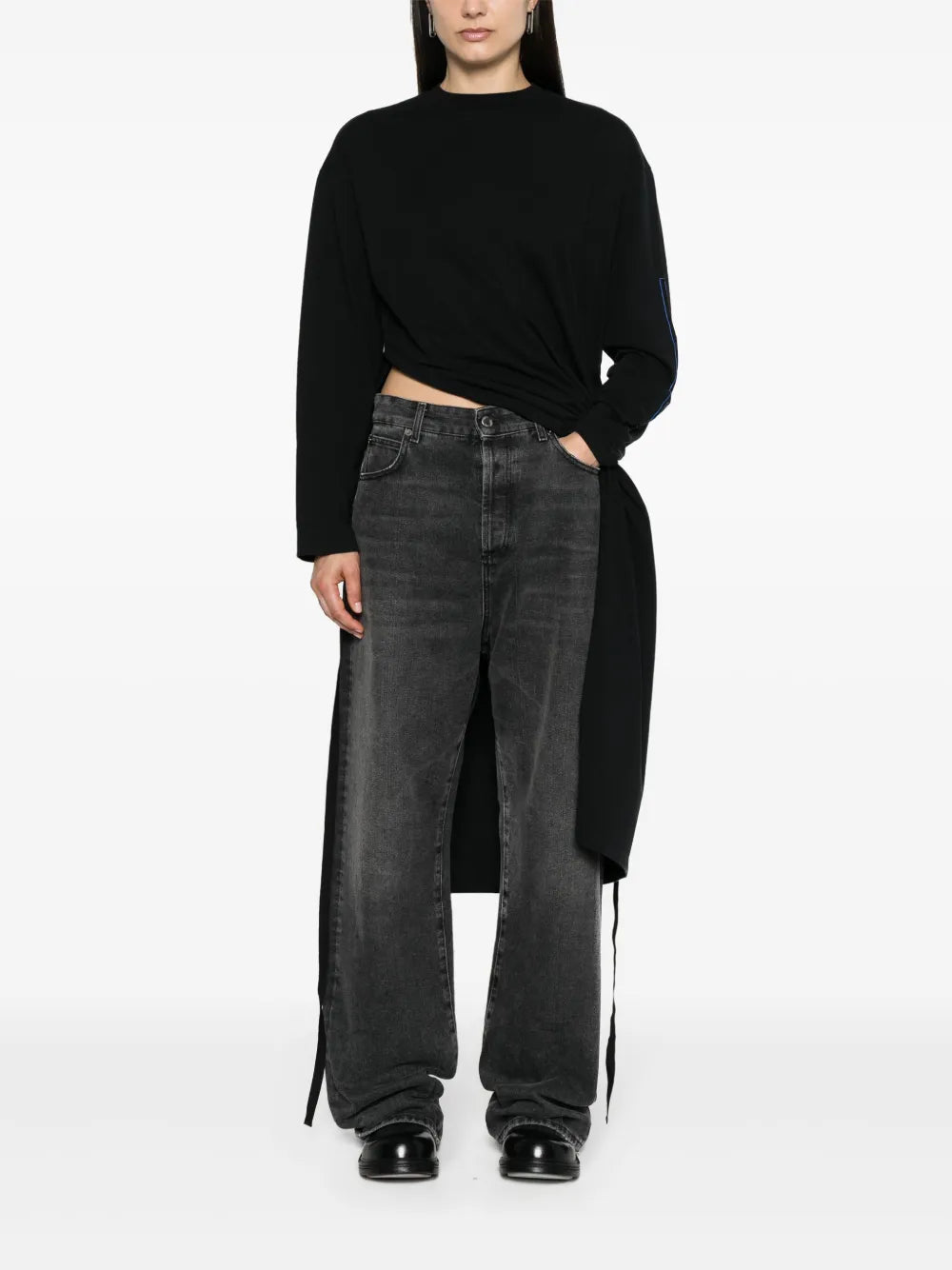 Numbers-Motif Long T-Shirt