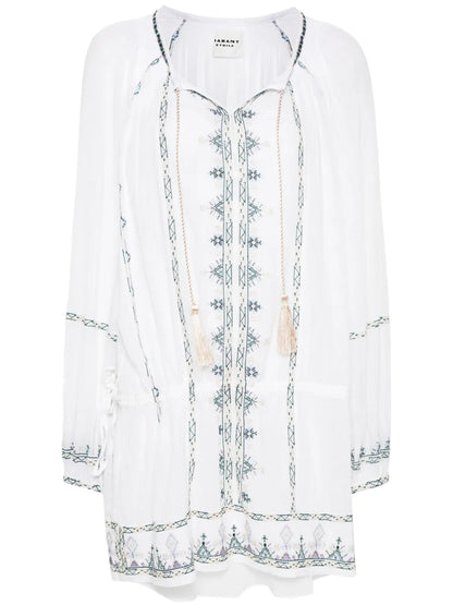 Parsley Embroidered-Detail Cotton Dress