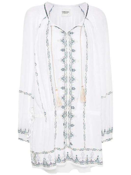 Parsley Embroidered-Detail Cotton Dress
