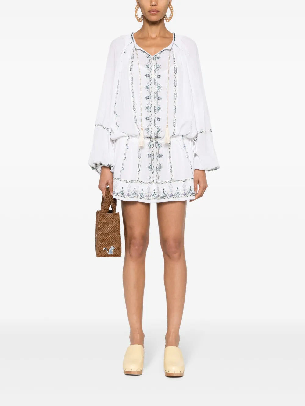 Parsley Embroidered-Detail Cotton Dress