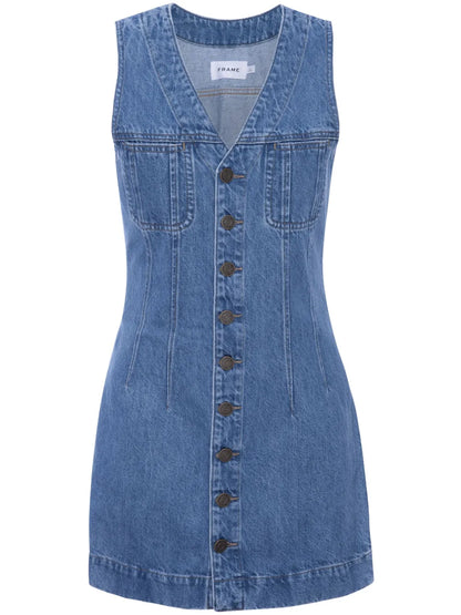 Sleeveless Trucker Denim Mini Dress