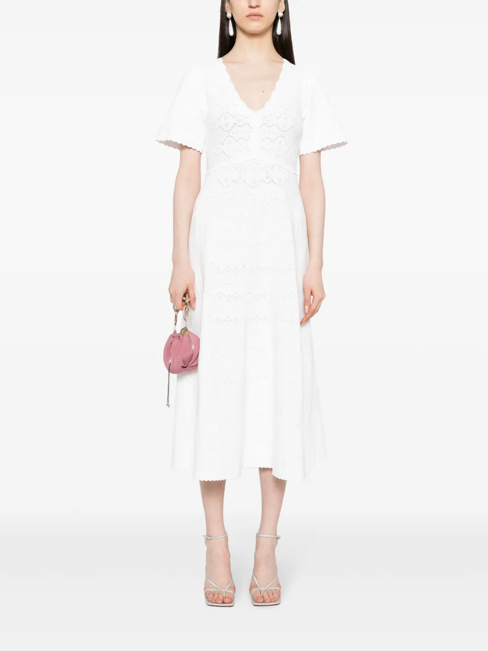 Pointelle-Knit Midi Dress