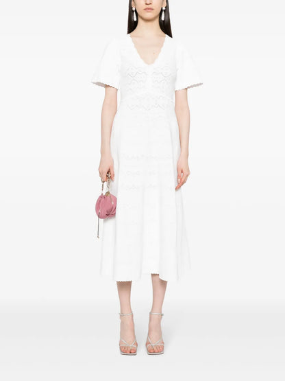 Pointelle-Knit Midi Dress