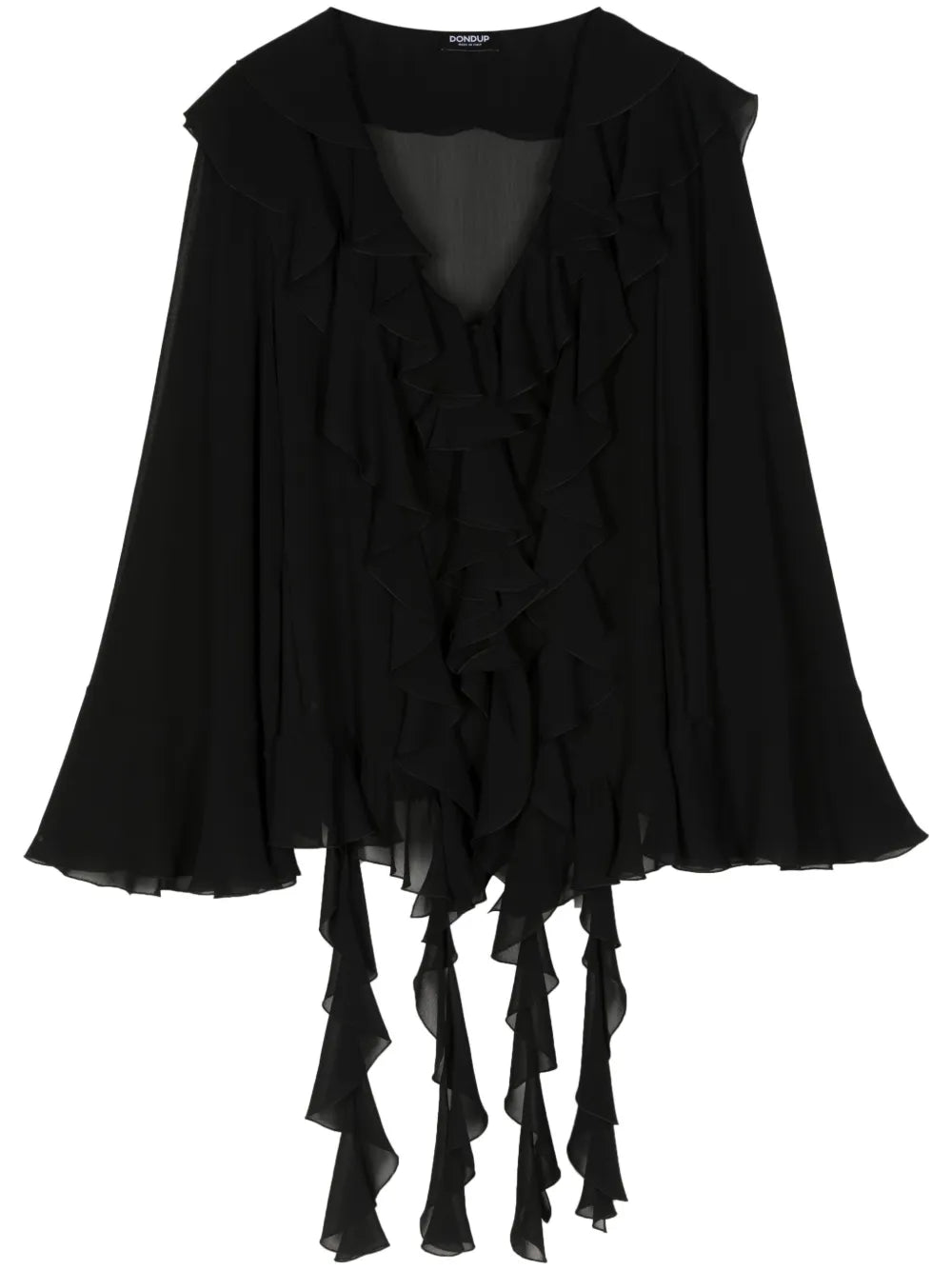 Draped-Detail Ruffled Blouse