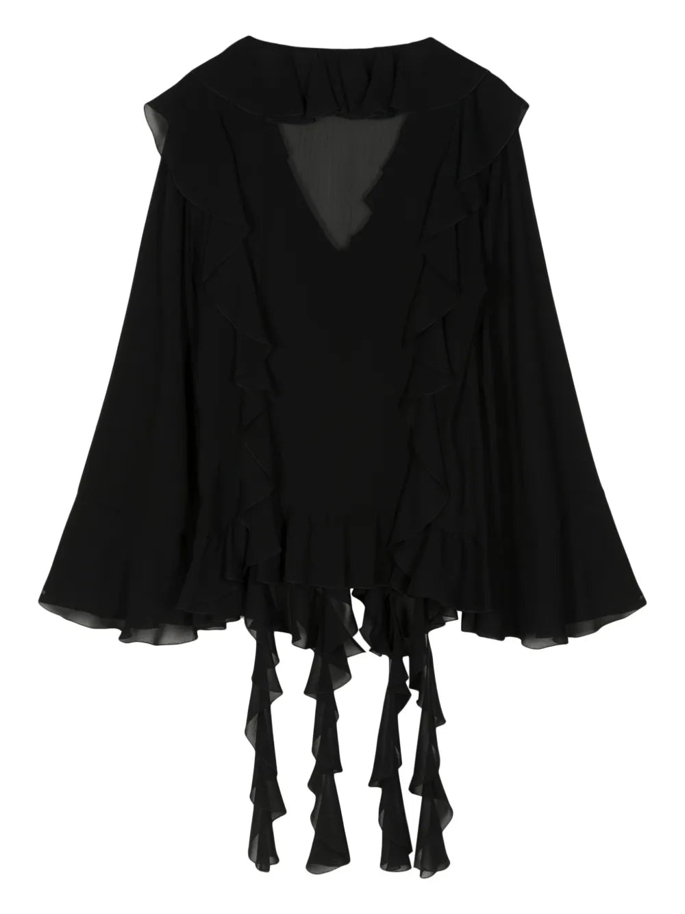 Draped-Detail Ruffled Blouse