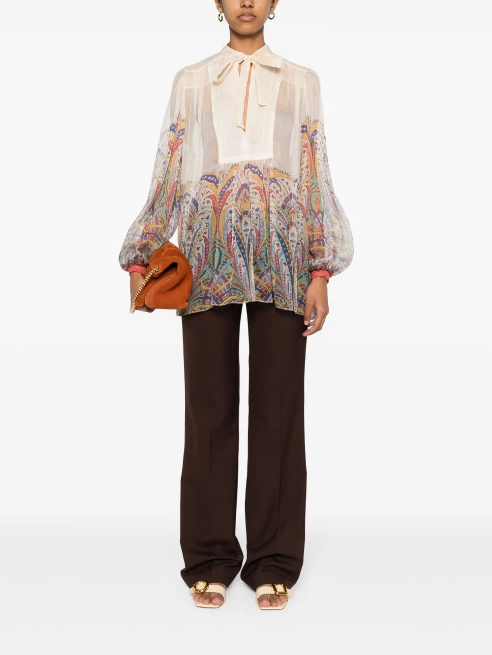 Graphic-Print Silk Blouse