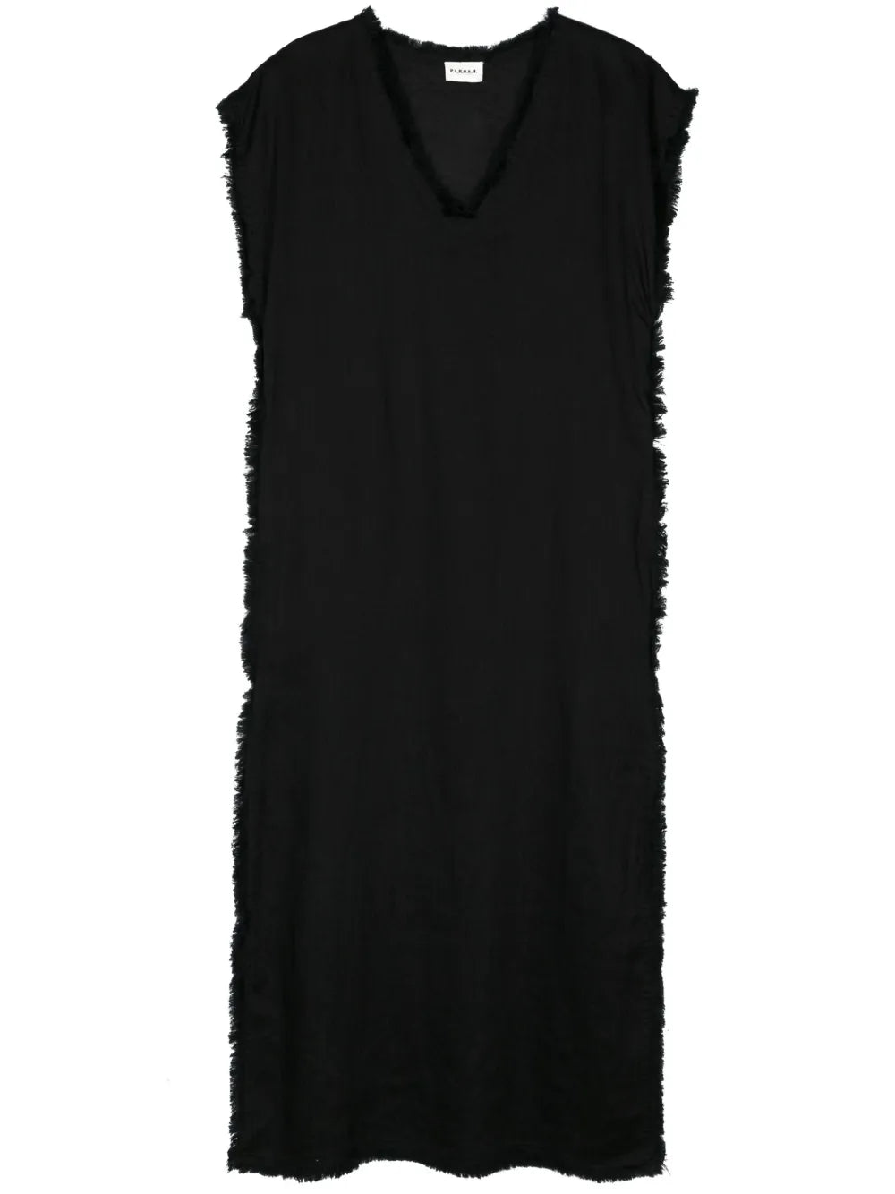 Frayed Linen Midi Dress