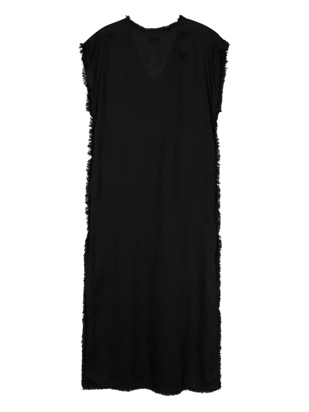 Frayed Linen Midi Dress