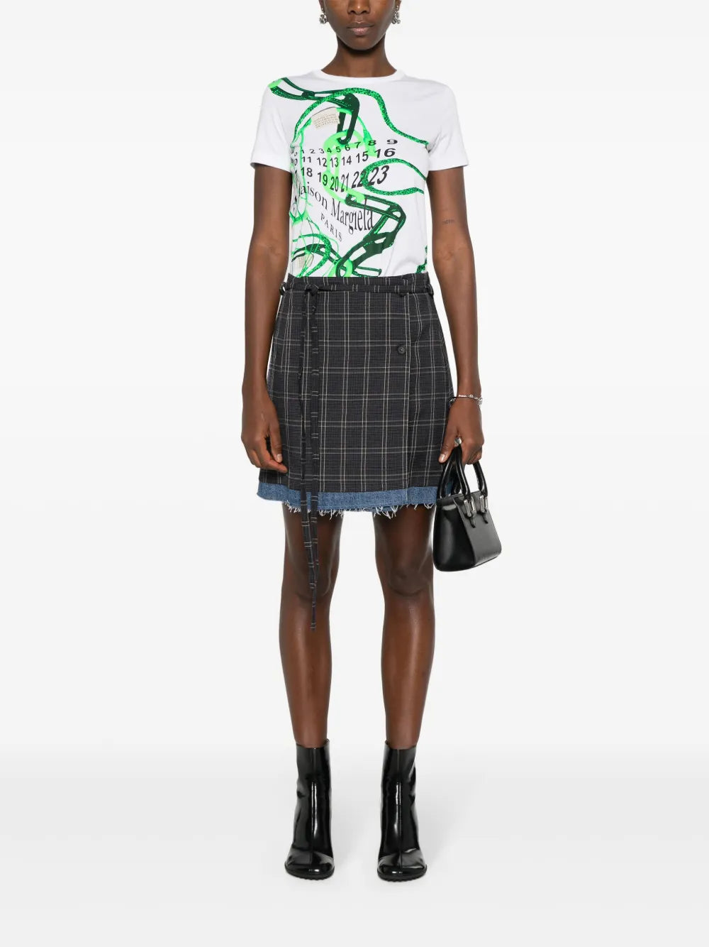 Sarong Check-Pattern Skirt