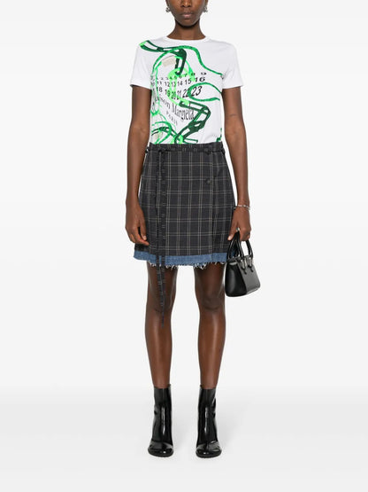 Sarong Check-Pattern Skirt