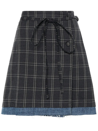 Sarong Check-Pattern Skirt