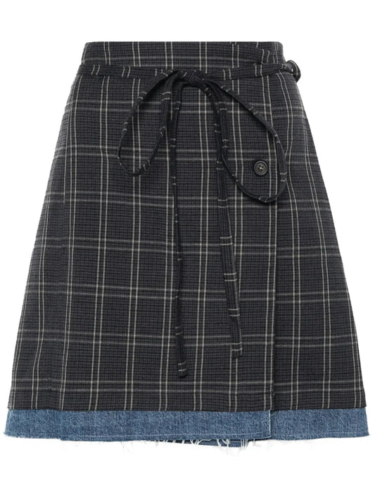 Sarong Check-Pattern Skirt