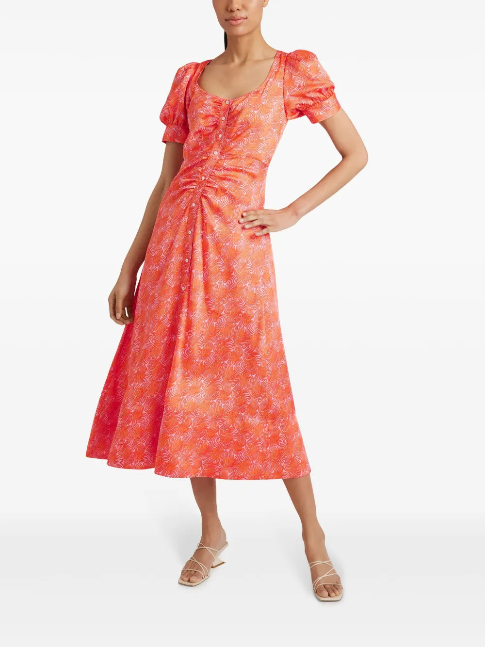Ximena Wave-Print Midi Dress