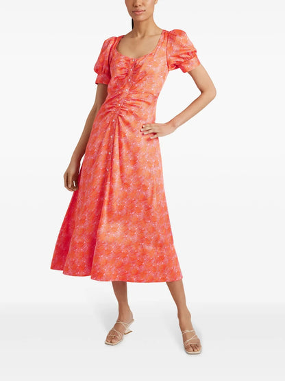 Ximena Wave-Print Midi Dress
